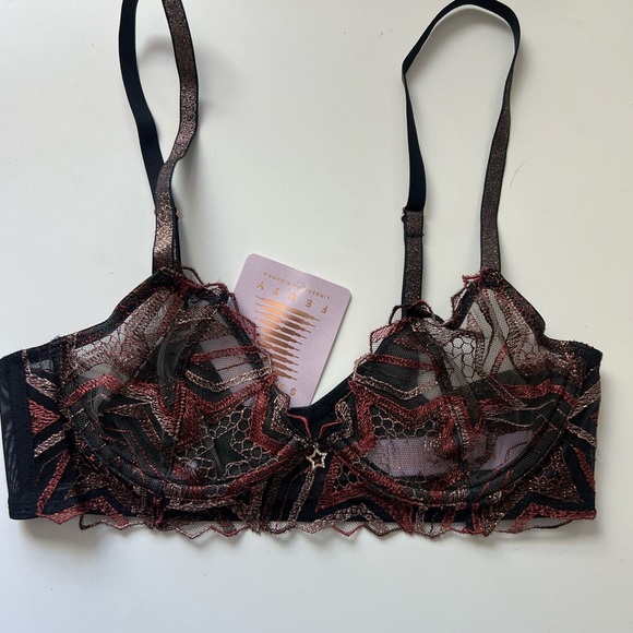 Savage X Fenty Shining Star Embroidered Unlined Demi Bra - Size 34B - Picture 3 of 8